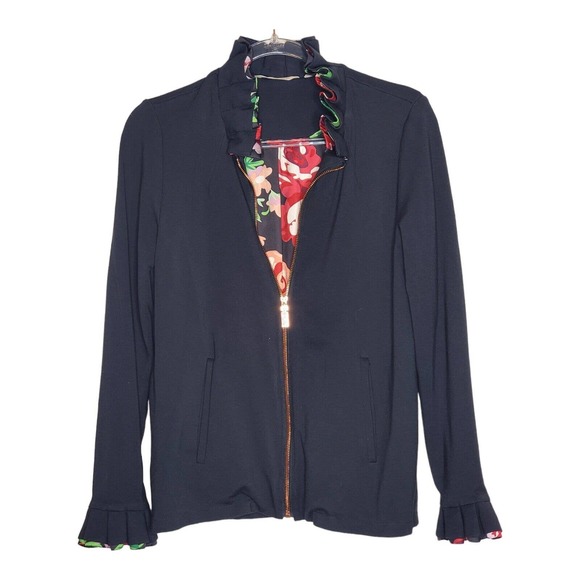 Soft Surroundings Philomena Ruffle Jacket Black Floral size XS - Picture 2 of 11